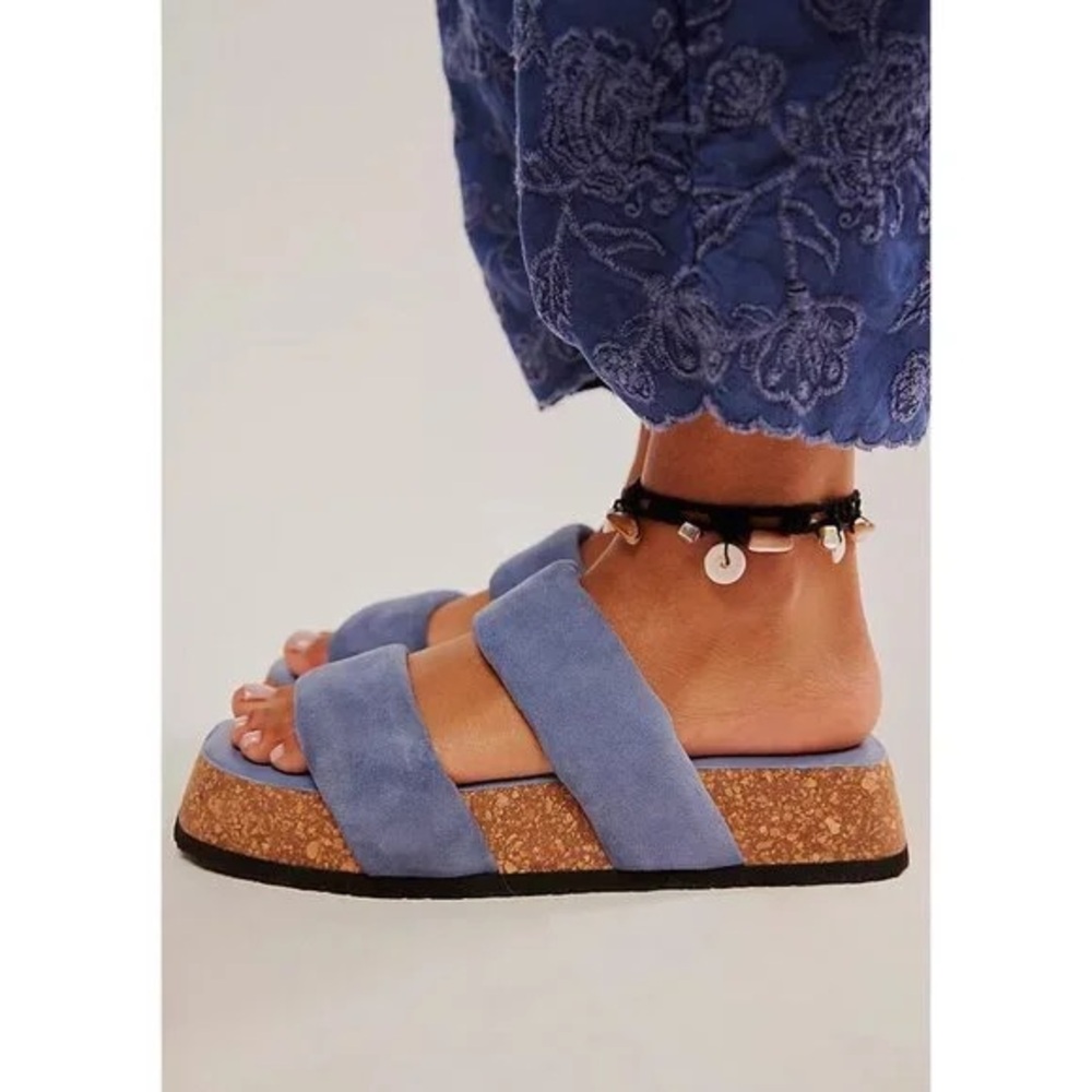 Free People Fairmont Platform Sandals Size 9 Blue New - Picture 3 of 11